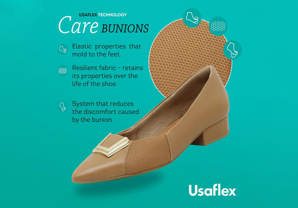 Usaflex Patrice Womens Low Heel Leather Shoes Made In Brazil