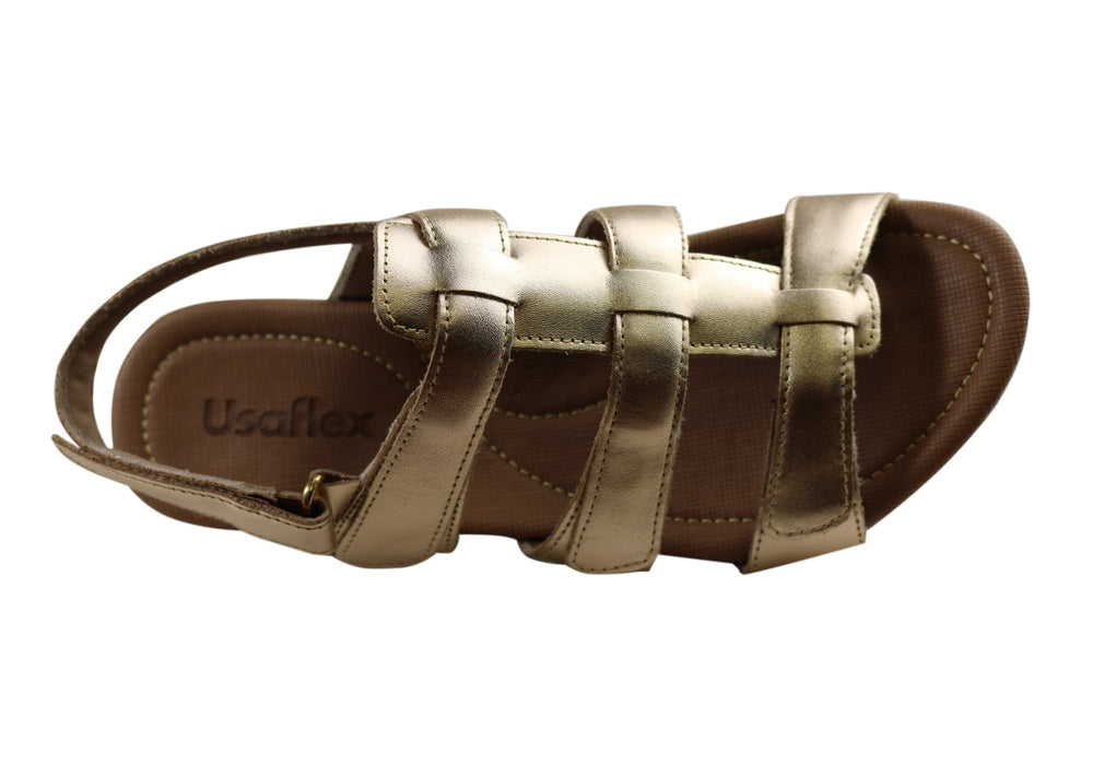 Usaflex Lani Womens Comfort Cushioned Leather Sandals Made In Brazil