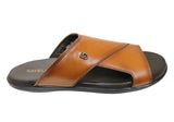 Savelli Banks Mens Comfortable Leather Slides Sandals Made In Brazil