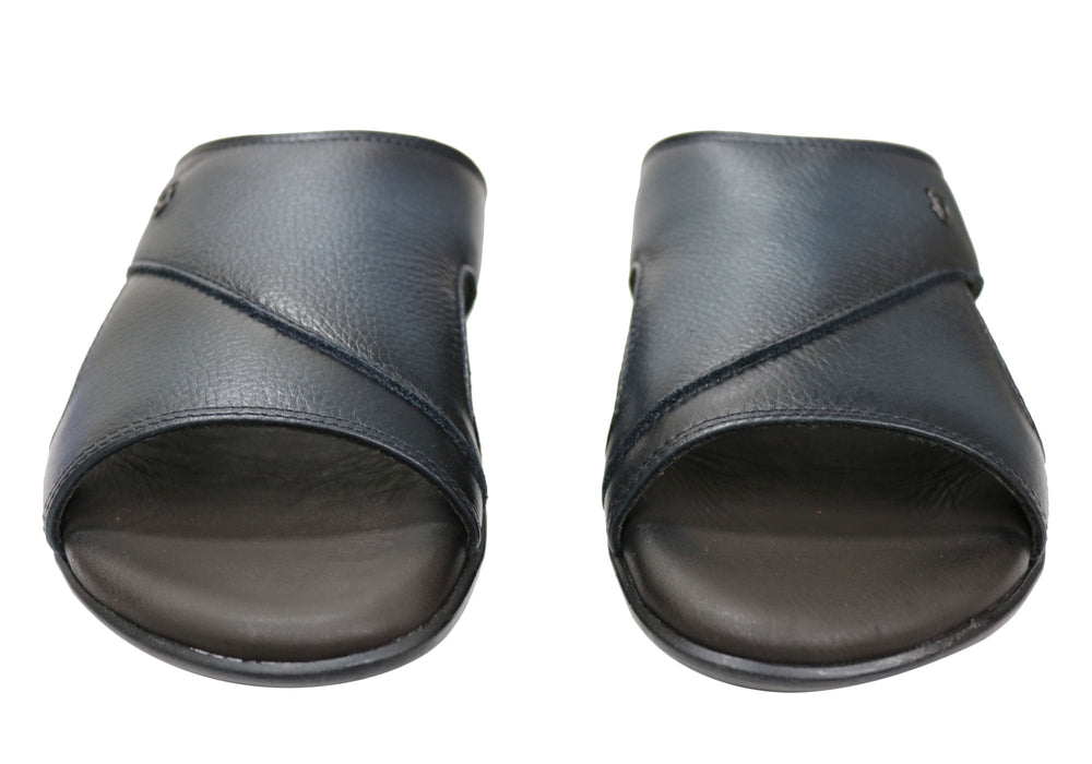 Savelli Banks Mens Comfortable Leather Slides Sandals Made In Brazil