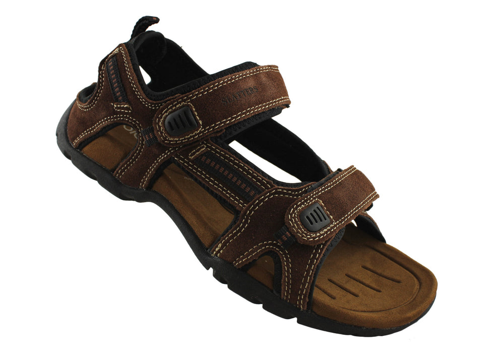 Slatters Broome II Mens Comfort Leather Sandals With Adjustable Straps