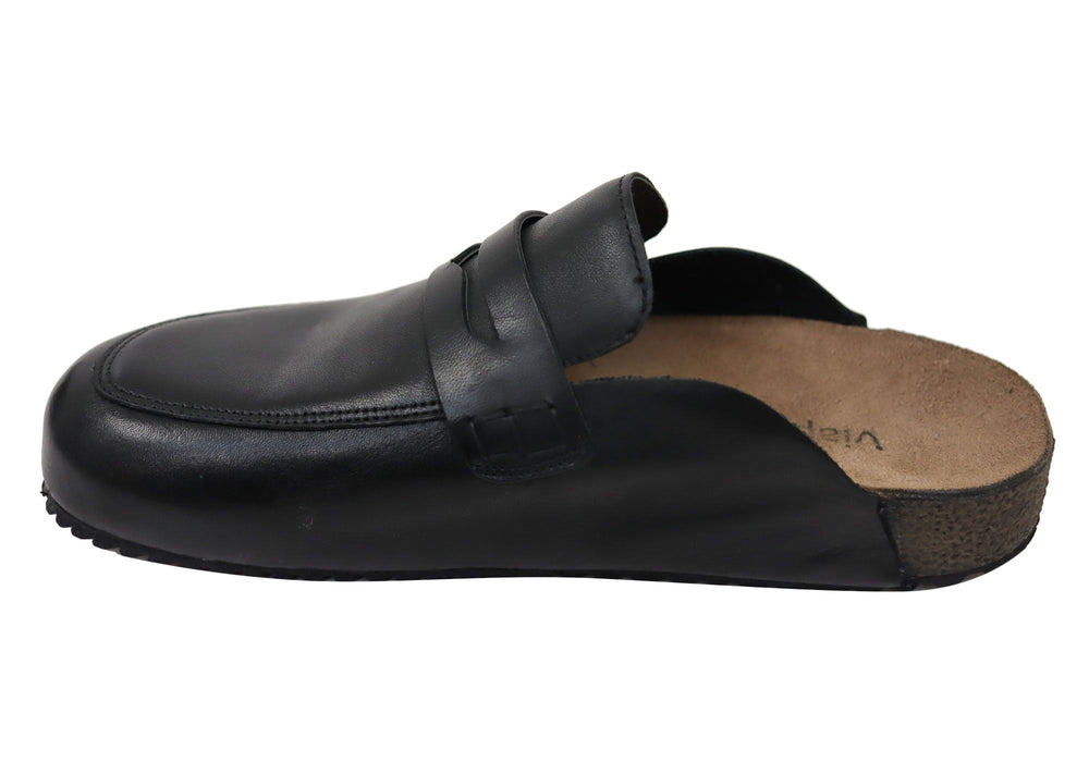 Via Paula Bonny Womens Comfort Leather Closed Toe Open Back Mules