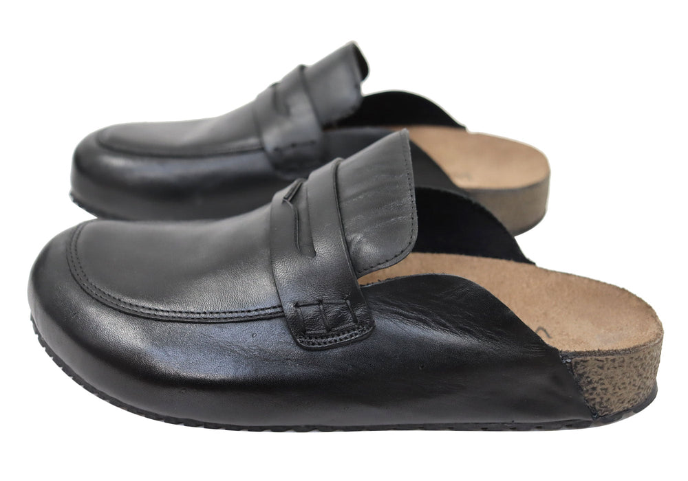 Via Paula Bonny Womens Comfort Leather Closed Toe Open Back Mules