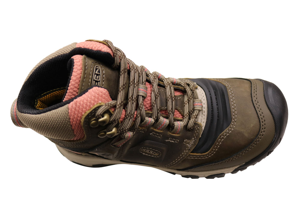 Keen Womens Comfortable Leather Ridge Flex Mid Waterproof Hiking Boots