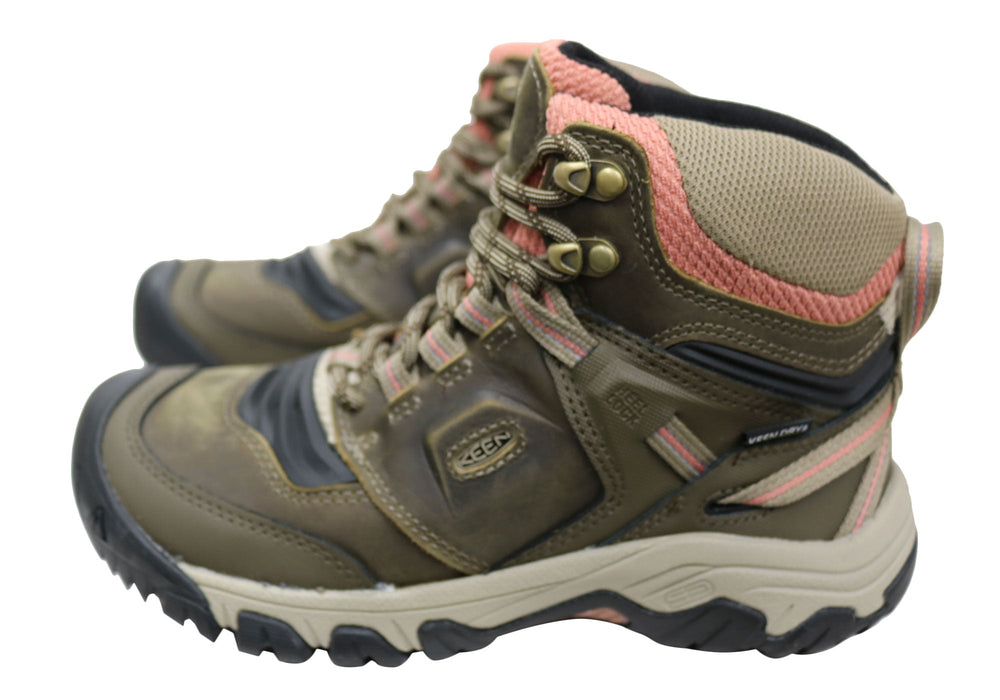 Keen Womens Comfortable Leather Ridge Flex Mid Waterproof Hiking Boots