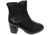 Caprice Jessie Womens Extra Wide Comfort Mid Heel Leather Ankle Boots