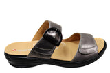 Revere Calais Womens Wide Width Leather Comfortable Slides Sandals