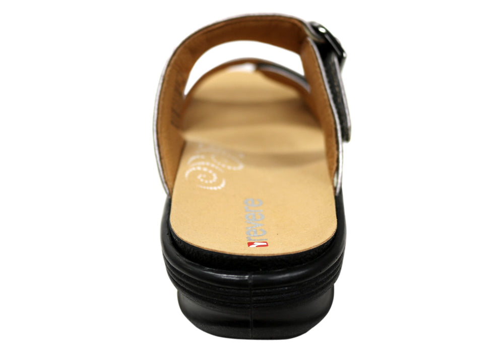 Revere Calais Womens Wide Width Leather Comfortable Slides Sandals