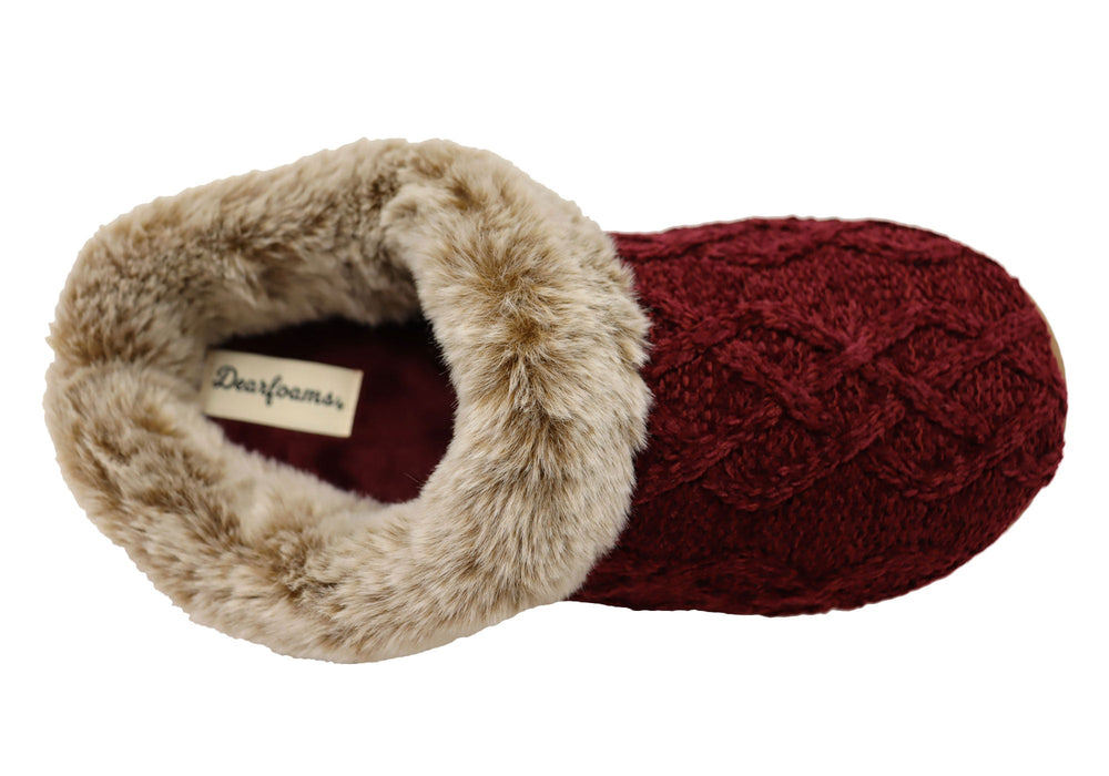 Dearfoams Womens Comfortable Hannah Chenille Knit Clog Slippers