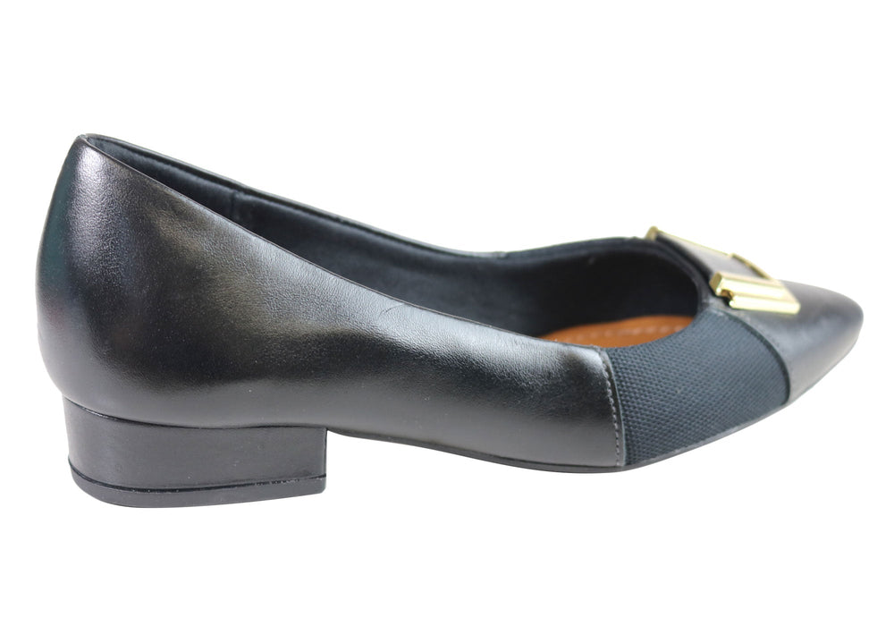 Usaflex Patrice Womens Low Heel Leather Shoes Made In Brazil