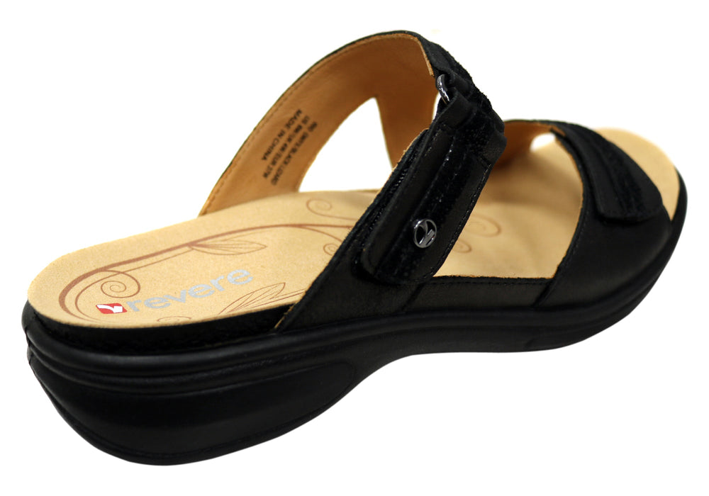 Revere Rio Womens Comfortable Leather Wide Width Slides Sandals